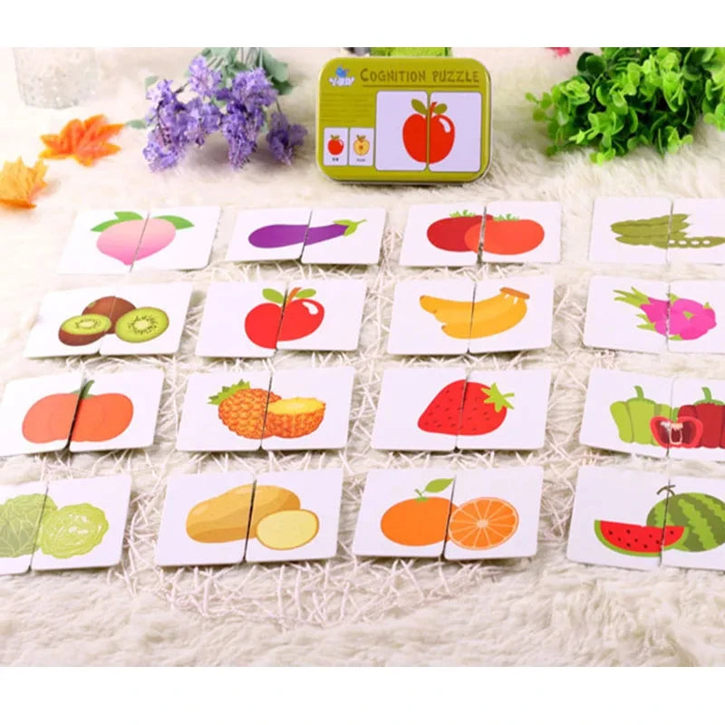 Toddler Matching Puzzle Cards – Animals, Fruits & Vehicles Learning Game