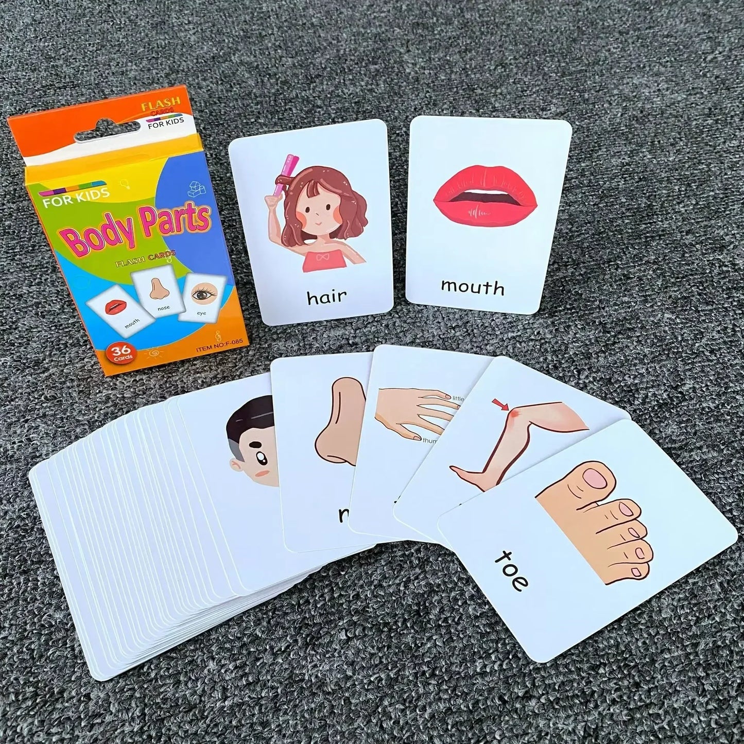 36pcs Children Cognition Cards Body Parts Animal Fruits Double Side Flashcards Montessori Baby Kids Early Educational Toys Gifts
