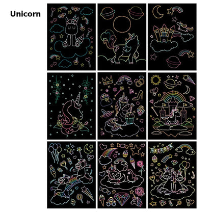 Cartoon Scratch Painting Children Drawing Toys Art Creativity DIY Graffiti Supplies Dazzling Color Scratched Paintbook TMZ