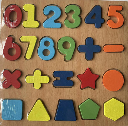 Montessori Wooden Alphabet & Number Puzzle Board for Kids