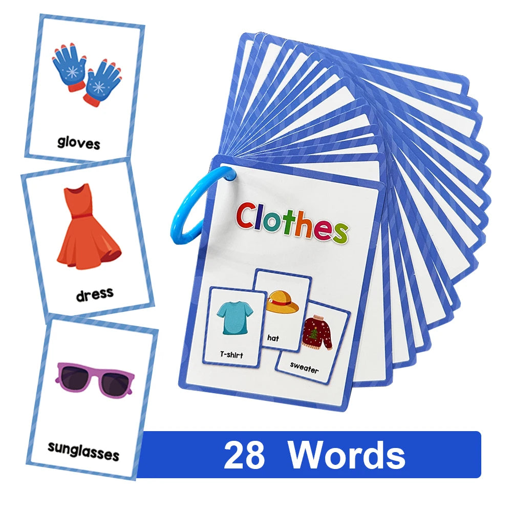 Montessori Kids English Words Learning Flashcards Early Educational Cards Classroom Supplies Kindergarten Teacher Teaching Aids