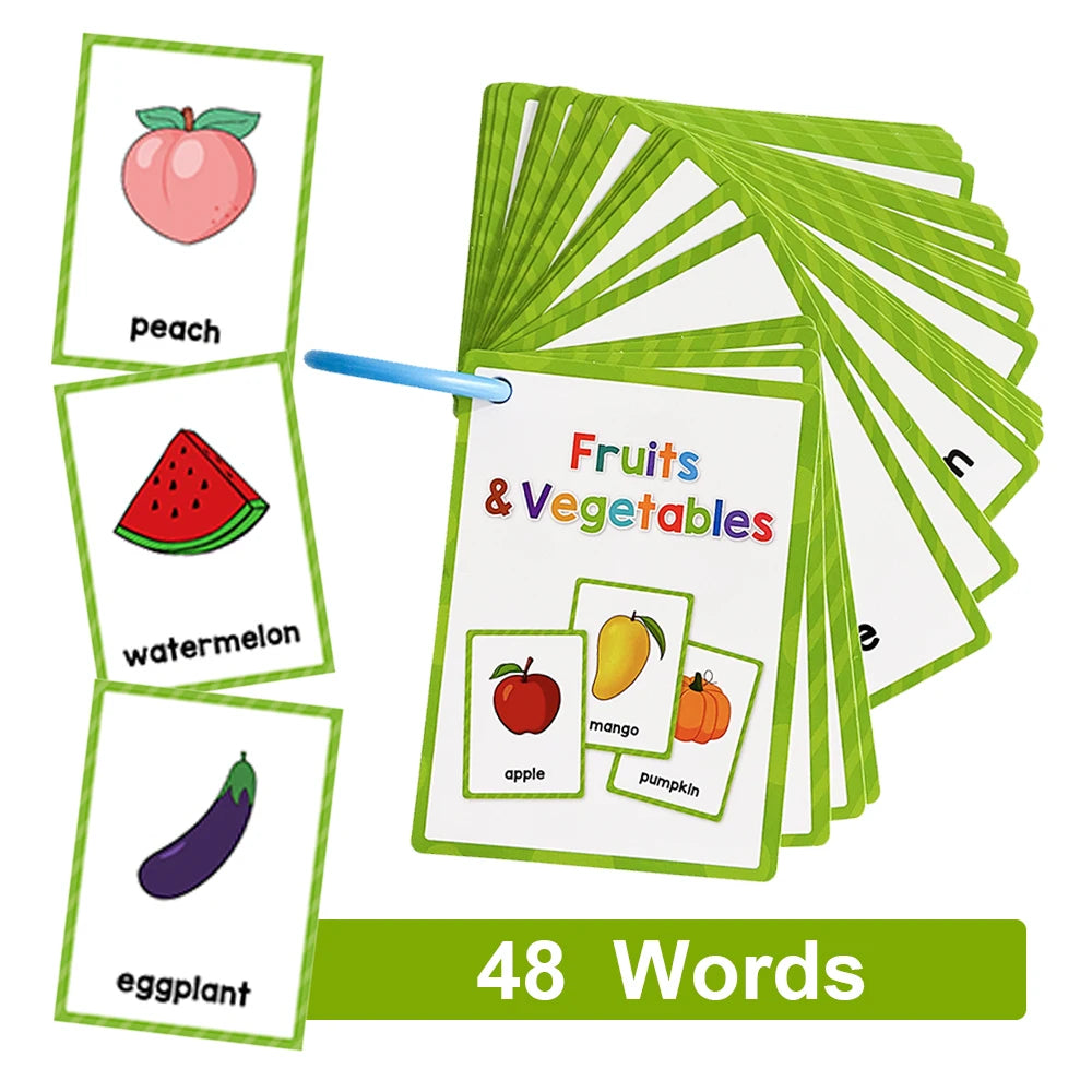 Montessori Kids English Words Learning Flashcards Early Educational Cards Classroom Supplies Kindergarten Teacher Teaching Aids