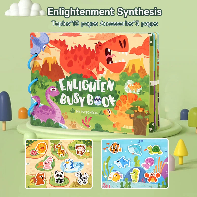 Montessori Baby Busy Book My First Quiet Book Paste Early Learning Education Toy Children Matching Game Toys for Kids 1 2 3 Year