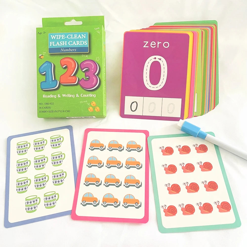 Engaging 36-Card Set: Children's Number Cognition Flashcards for Reading Writing Early Math Learning Montessori Educational Toy