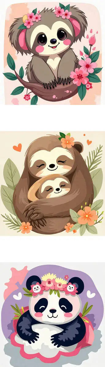 HUACAN 3PCS Diy Drawing By Numbers Koala animal Digital Painting By Numbers Sloth Panda Simple And Easy To Operate Home Decor