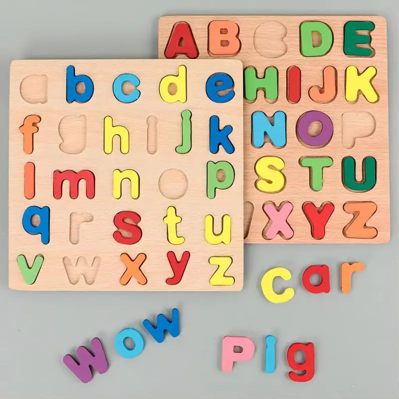 Montessori Wooden Alphabet & Number Puzzle Board for Kids