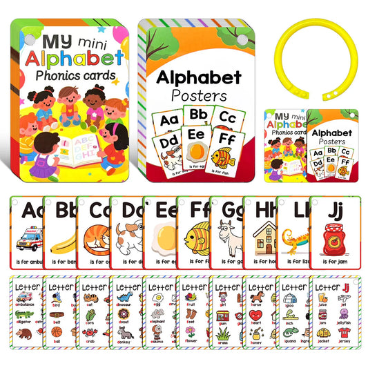 Alphabet Flash Cards,ABC Phonics Letters Flash Cards for Home and Classroom Lowercase and Uppercase Letter Cards,Educational Lea
