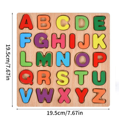 Montessori Wooden Alphabet & Number Puzzle Board for Kids