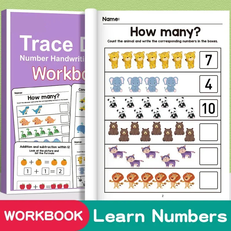 64 Pages Fun Math Workbook for Kids – Number Tracing & Counting Activities