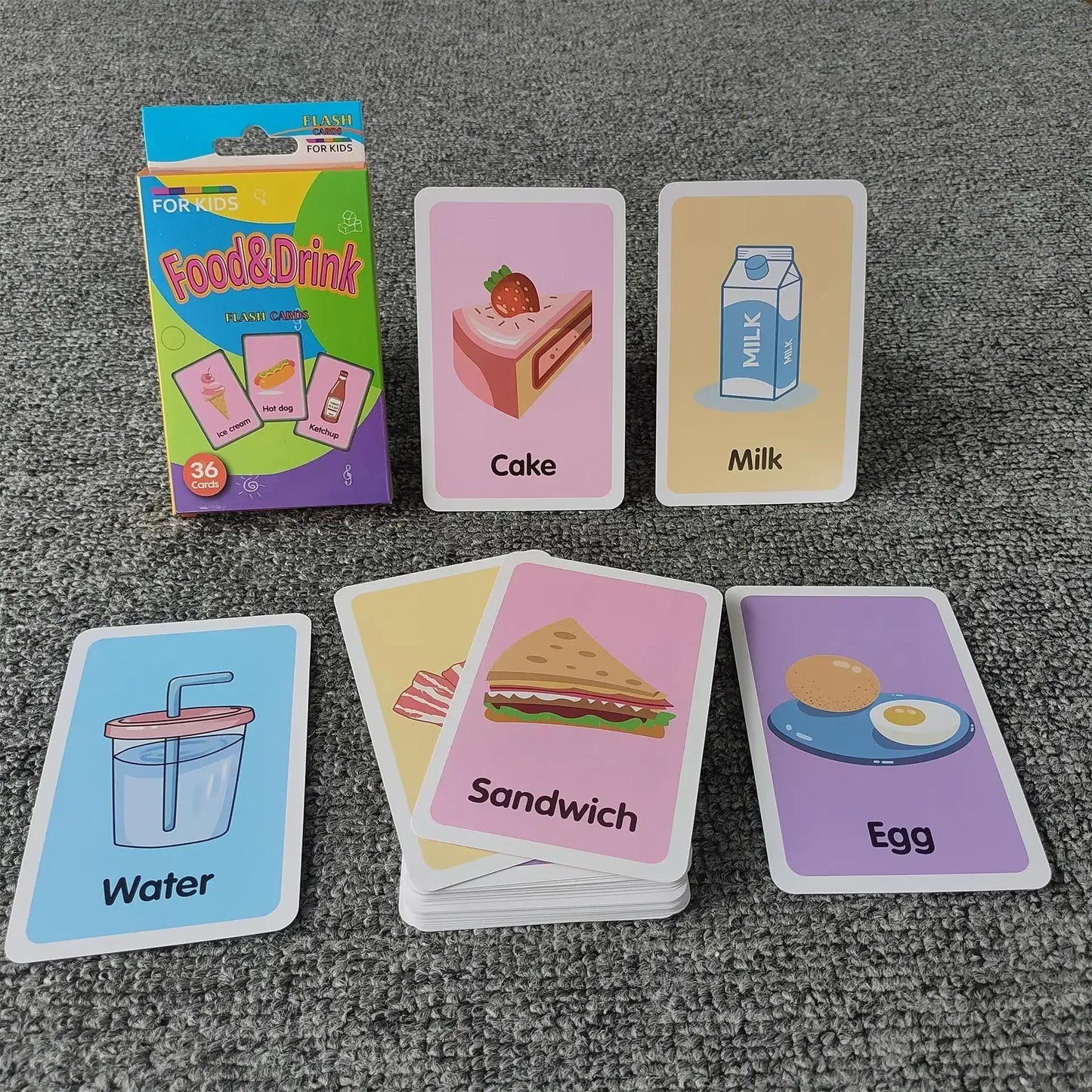 36pcs Children Cognition Cards Body Parts Animal Fruits Double Side Flashcards Montessori Baby Kids Early Educational Toys Gifts
