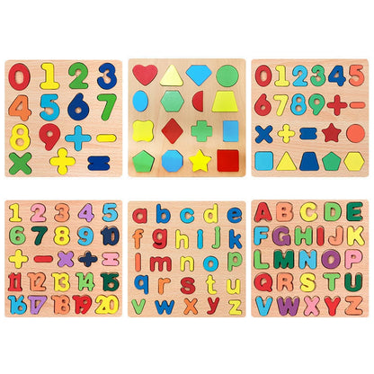 Montessori Wooden Alphabet & Number Puzzle Board for Kids