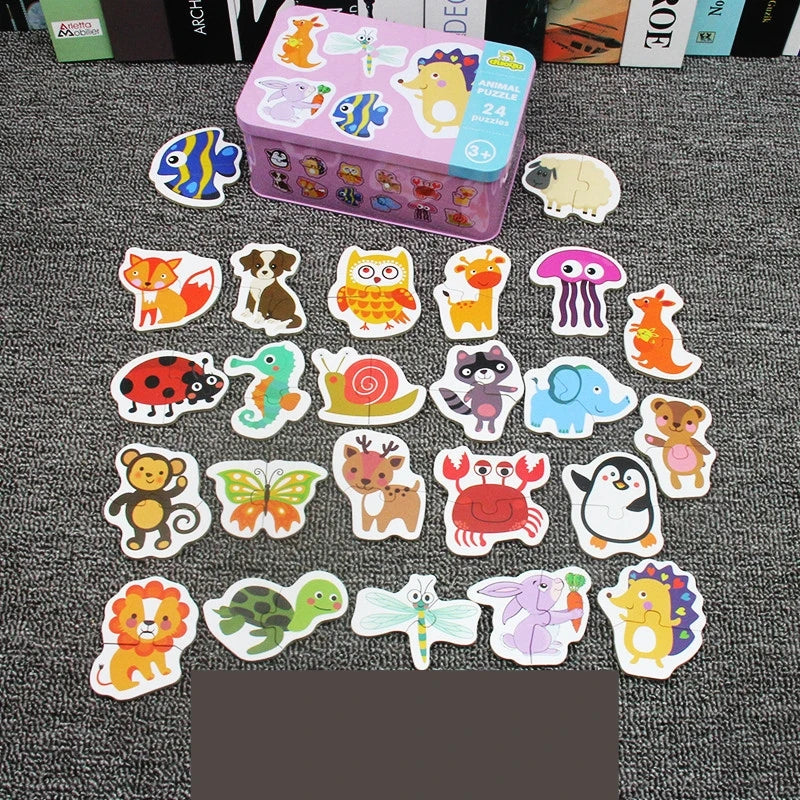 Toddler Matching Puzzle Cards – Animals, Fruits & Vehicles Learning Game