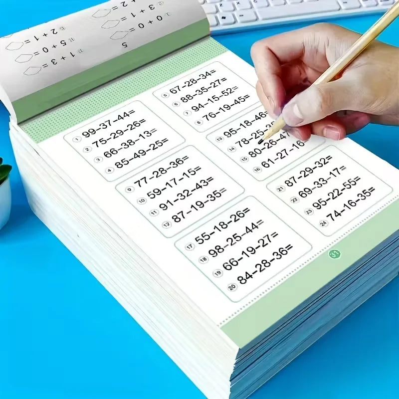 Children's 80 Pages Handwritten Mathematics Learning Workbook - Arithmetic Exercise Books for Addition And Subtraction