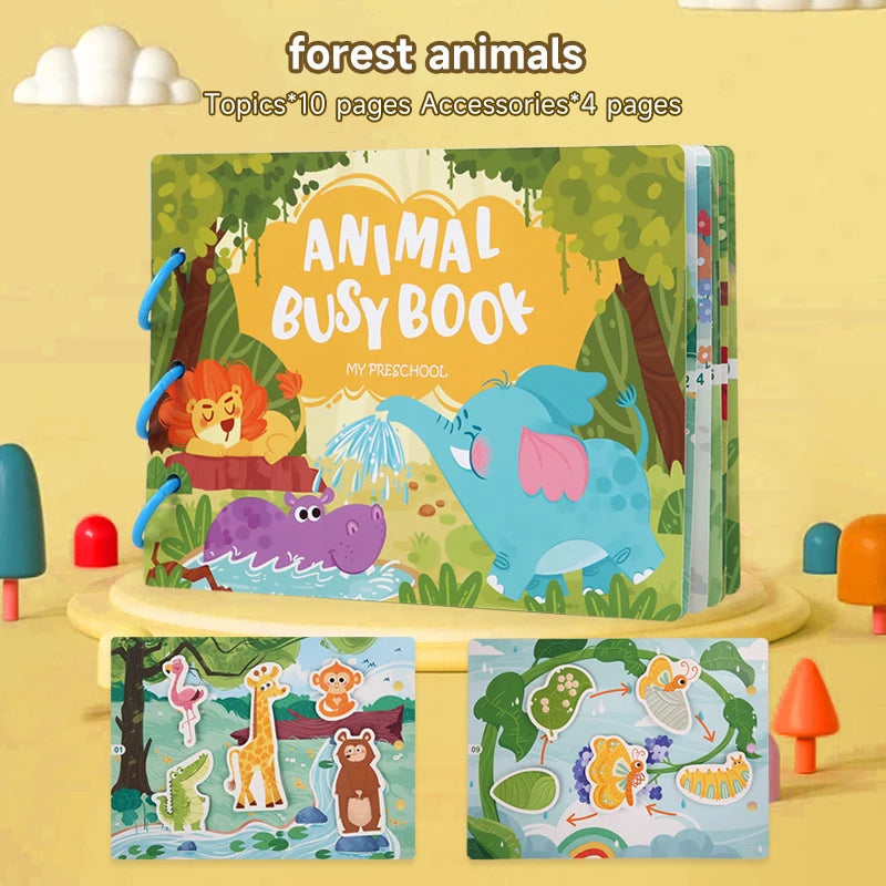 Montessori Baby Busy Book My First Quiet Book Paste Early Learning Education Toy Children Matching Game Toys for Kids 1 2 3 Year