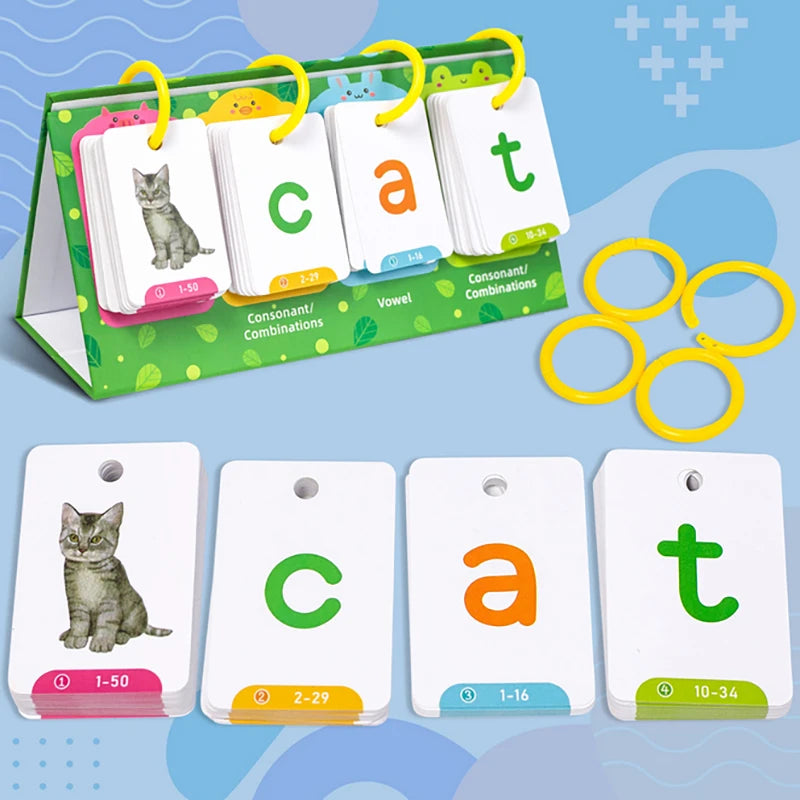 Kids Montessori English Word Lists Cards CVC Words Flashcards Phonics Sight Words Learning Tool Speech Therapy  Learning Toys