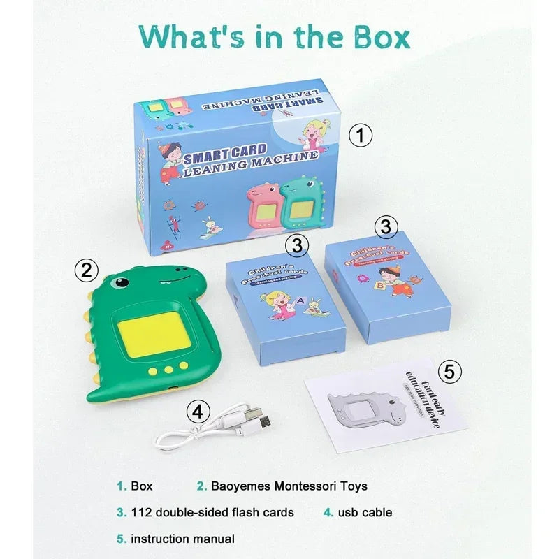 Talking Flash Cards Reading Machine | 112 Cards 224 Contents Bilingual Learning Toy for Kids Ages 3–12