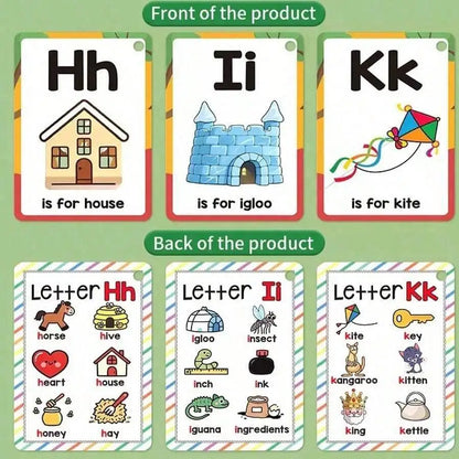 ABC Alphabet Phonics Flash Cards for Kids – 26 Letter Learning Cards