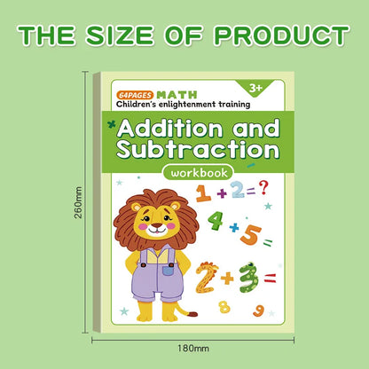 64 Pages Addition & Subtraction Math Workbook for Kids Ages 3-8 Colorful Number Tracing & Decomposition Practice Book