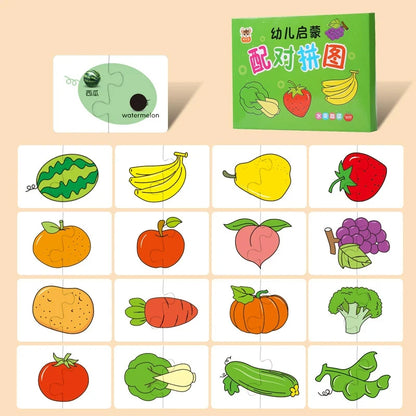 Toddler Matching Puzzle Cards – Animals, Fruits & Vehicles Learning Game