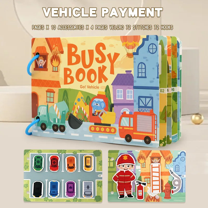 Montessori Baby Busy Book My First Quiet Book Paste Early Learning Education Toy Children Matching Game Toys for Kids 1 2 3 Year