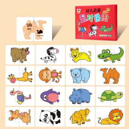 Toddler Matching Puzzle Cards – Animals, Fruits & Vehicles Learning Game