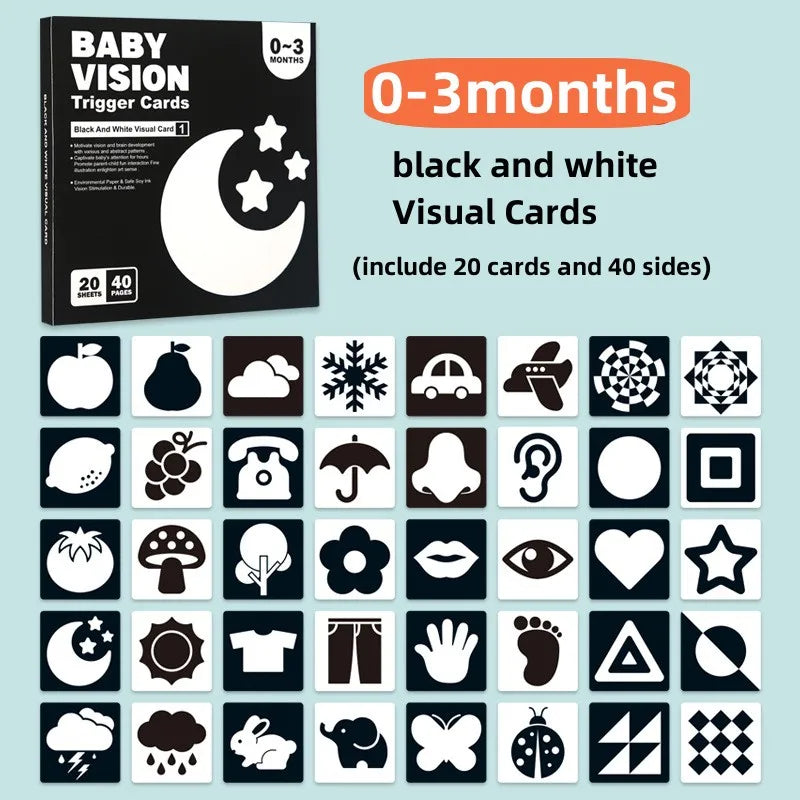 Early Education Toys For Baby Montessori Black White Flash Cards High Contrast Visual Stimulation Cards Baby Montessori Toys
