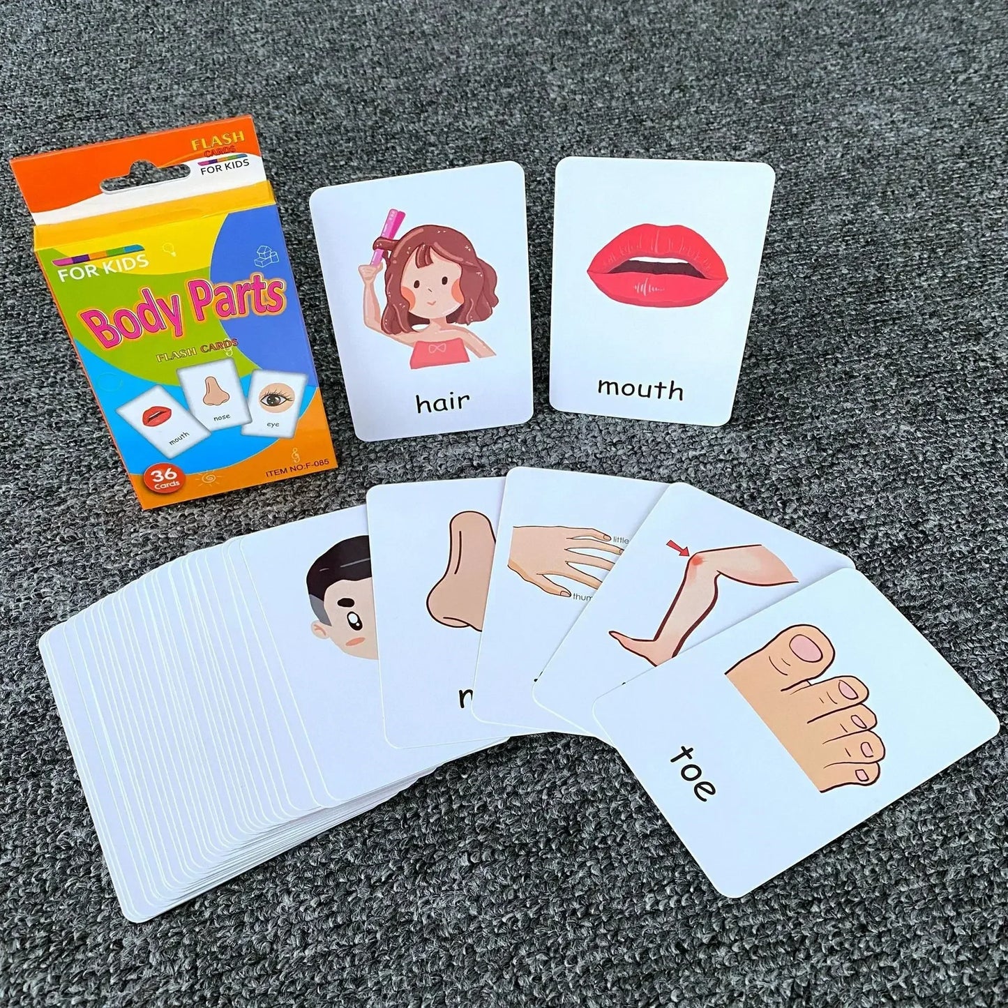 36pcs Children Cognition Cards Body Parts Animal Fruits Double Side Flashcards Montessori Baby Kids Early Educational Toys Gifts