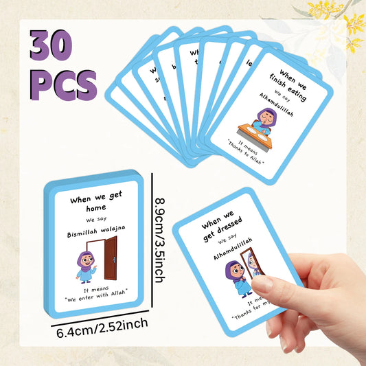 30pcs Little Muslim's Dua Cards,Educational Kit Teaching Islamic Supplications For Activity,Ramadan Gift,Sunday School Supplies