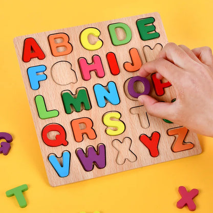 Montessori Wooden Alphabet & Number Puzzle Board for Kids
