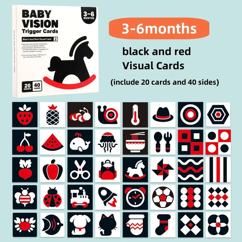 Early Education Toys For Baby Montessori Black White Flash Cards High Contrast Visual Stimulation Cards Baby Montessori Toys