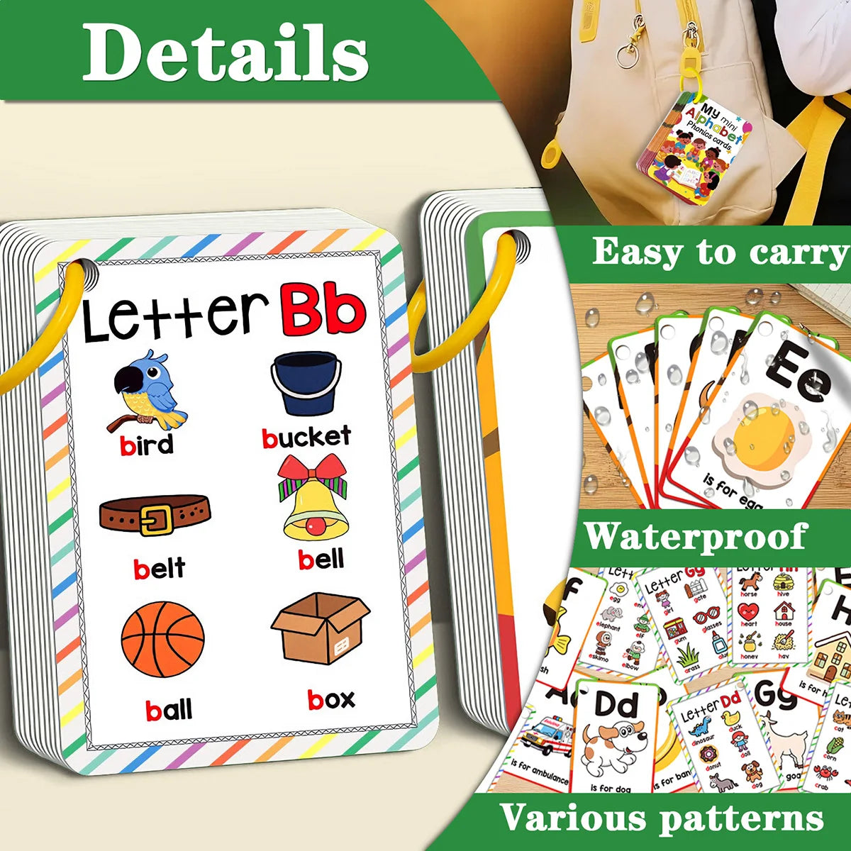Alphabet Flash Cards,ABC Phonics Letters Flash Cards for Home and Classroom Lowercase and Uppercase Letter Cards,Educational Lea