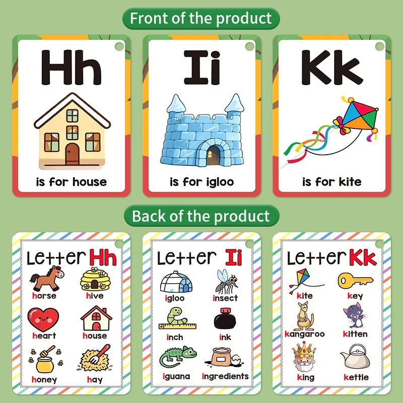 156 A-Z English Learning Cards with Pictures for Kids