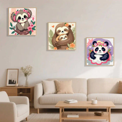 HUACAN 3PCS Diy Drawing By Numbers Koala animal Digital Painting By Numbers Sloth Panda Simple And Easy To Operate Home Decor