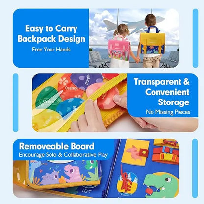 Montessori Busy Board Backpack for Toddlers – 18-in-1 Learning Activities