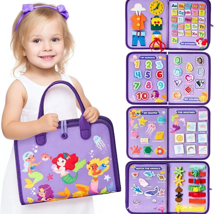 Montessori Busy Board Backpack for Toddlers – 18-in-1 Learning Activities