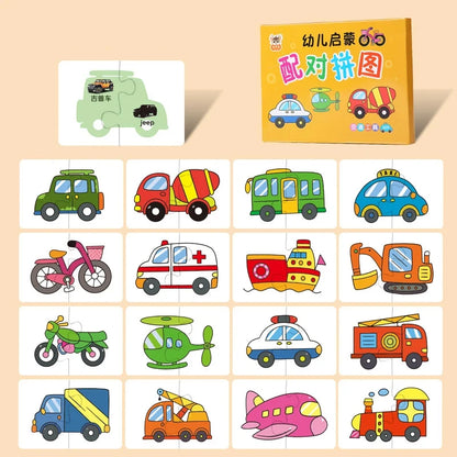 Toddler Matching Puzzle Cards – Animals, Fruits & Vehicles Learning Game