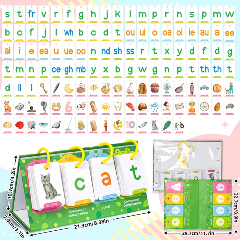 Kids Montessori English Word Lists Cards CVC Words Flashcards Phonics Sight Words Learning Tool Speech Therapy  Learning Toys