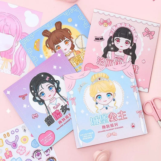 Makeup Show Sticker Book Sticker Book Cute Style Makeup Changing Children's Puzzle Girls' Makeup Changing Sticker