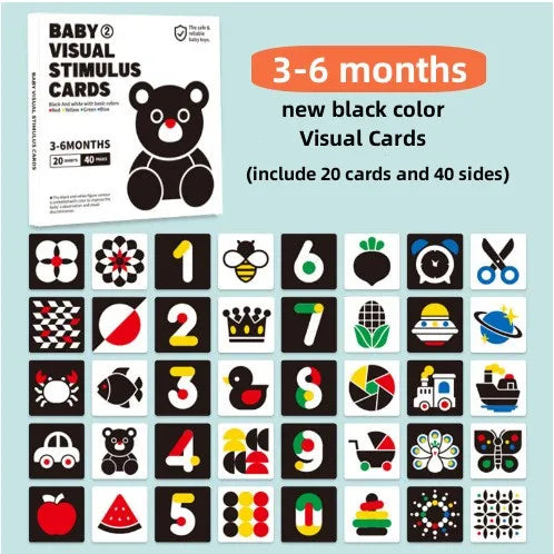 Early Education Toys For Baby Montessori Black White Flash Cards High Contrast Visual Stimulation Cards Baby Montessori Toys