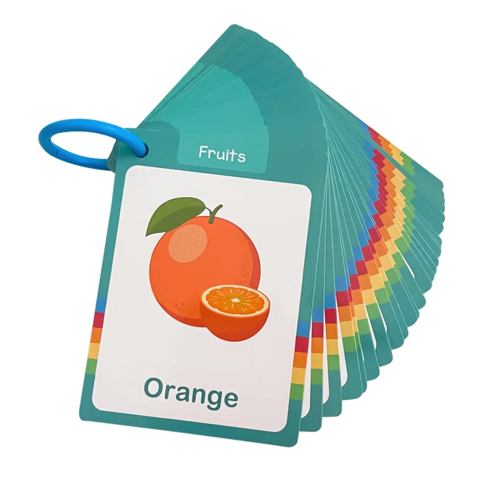 25Pcs Fruit & Vegetable French Vocabulary Learning Cards Homeschool Double Side Educational Flashcards for Kids Teaching Aids