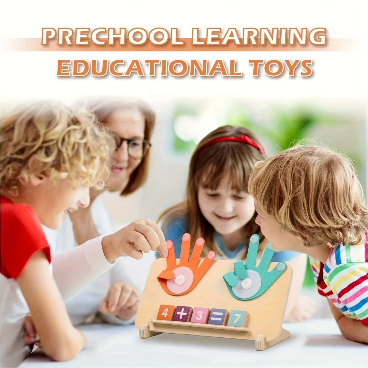 Montessori Wooden Math Learning Board for Kids – Addition & Subtraction Counting Toy with Number Blocks and Flash Cards