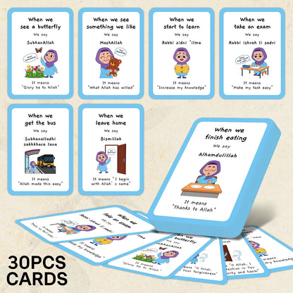 30pcs Little Muslim's Dua Cards,Educational Kit Teaching Islamic Supplications For Activity,Ramadan Gift,Sunday School Supplies
