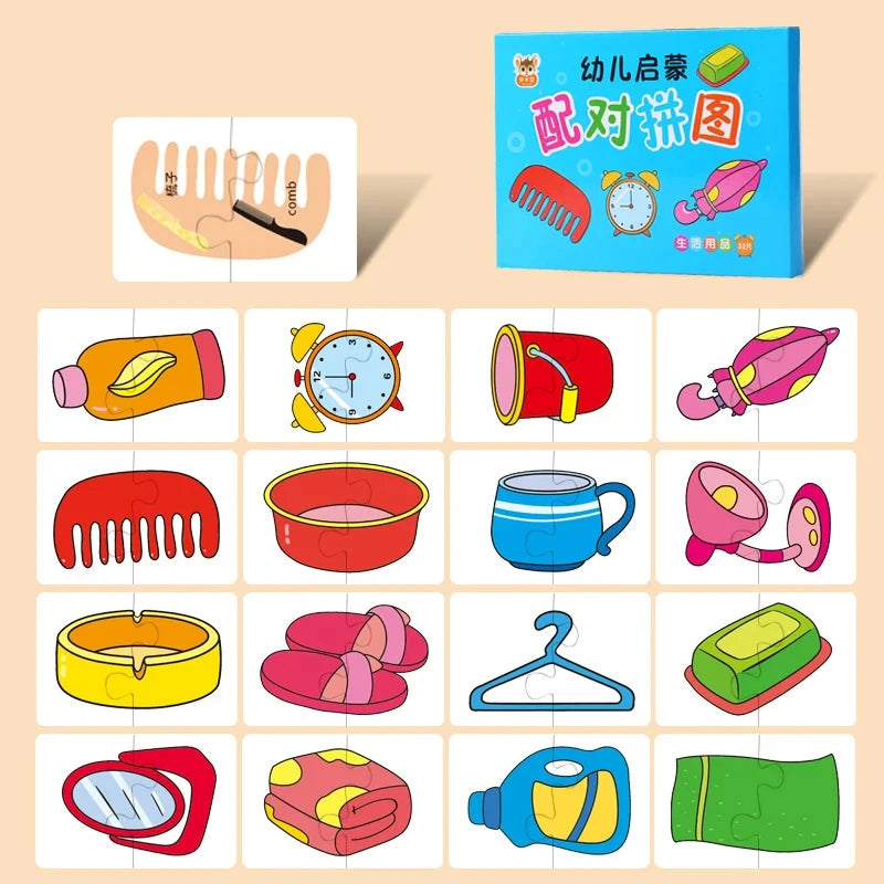 Toddler Matching Puzzle Cards – Animals, Fruits & Vehicles Learning Game