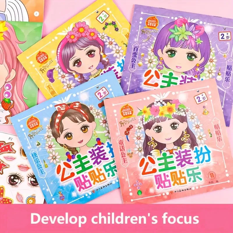 10books Princess Sticker Book for Girls 3+ | DIY Dress-Up Activity, Creative Craft Gift & Party Favors | Chinese Edition