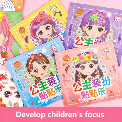 10books Princess Sticker Book for Girls 3+ | DIY Dress-Up Activity, Creative Craft Gift & Party Favors | Chinese Edition