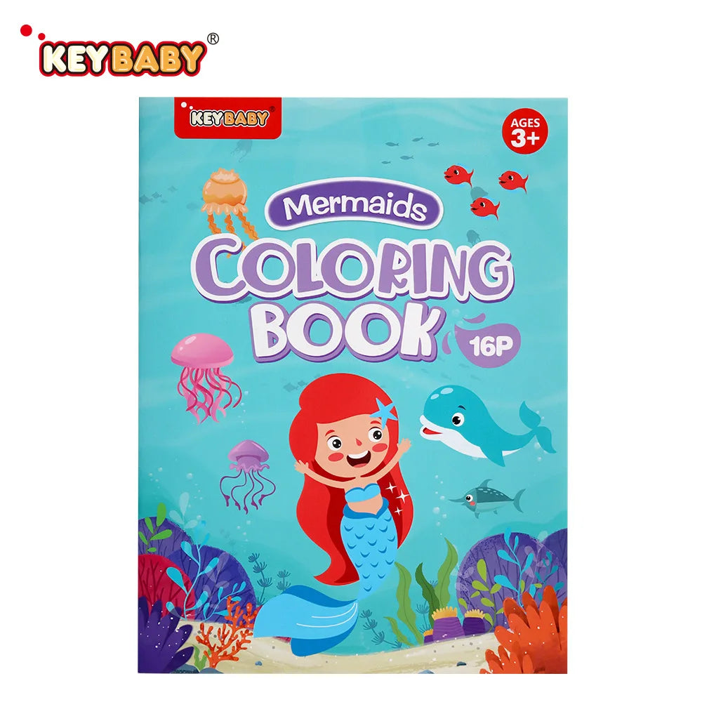 16 Pages Boys Girls Children's Coloring Books Mermaid Dinosaur Unicorn Baby Drawing Book School Early Education Stationery Toys