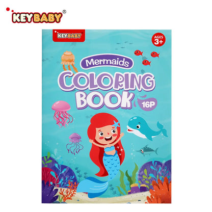 16 Pages Boys Girls Children's Coloring Books Mermaid Dinosaur Unicorn Baby Drawing Book School Early Education Stationery Toys