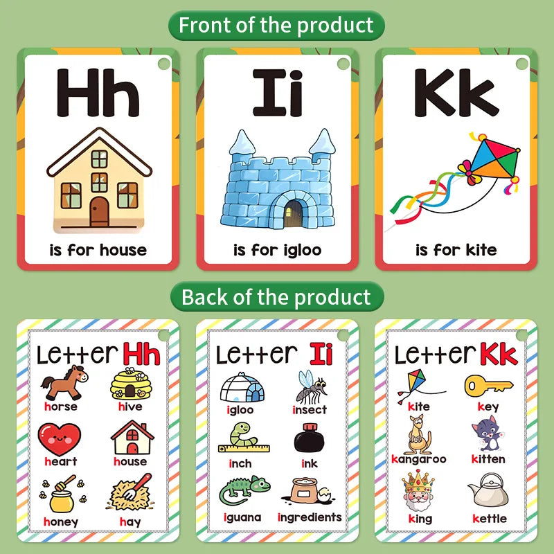 Enhance Color Animal Alphabet Cognition Cards Children's English 26 English Alphabet Cards Early Education Flash Cards