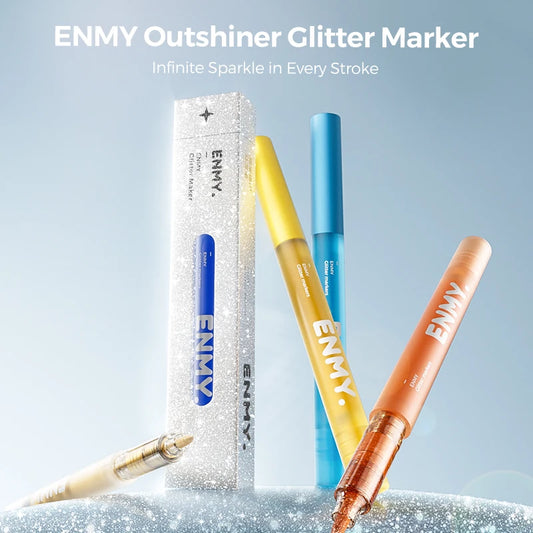 12pcs Glitter Color Shiny Pens Set Bling Sparkling Highlighter Marker 7mm Brush for Drawing Painting Art School Metallic Glitter