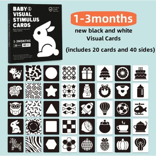 Early Education Toys For Baby Montessori Black White Flash Cards High Contrast Visual Stimulation Cards Baby Montessori Toys